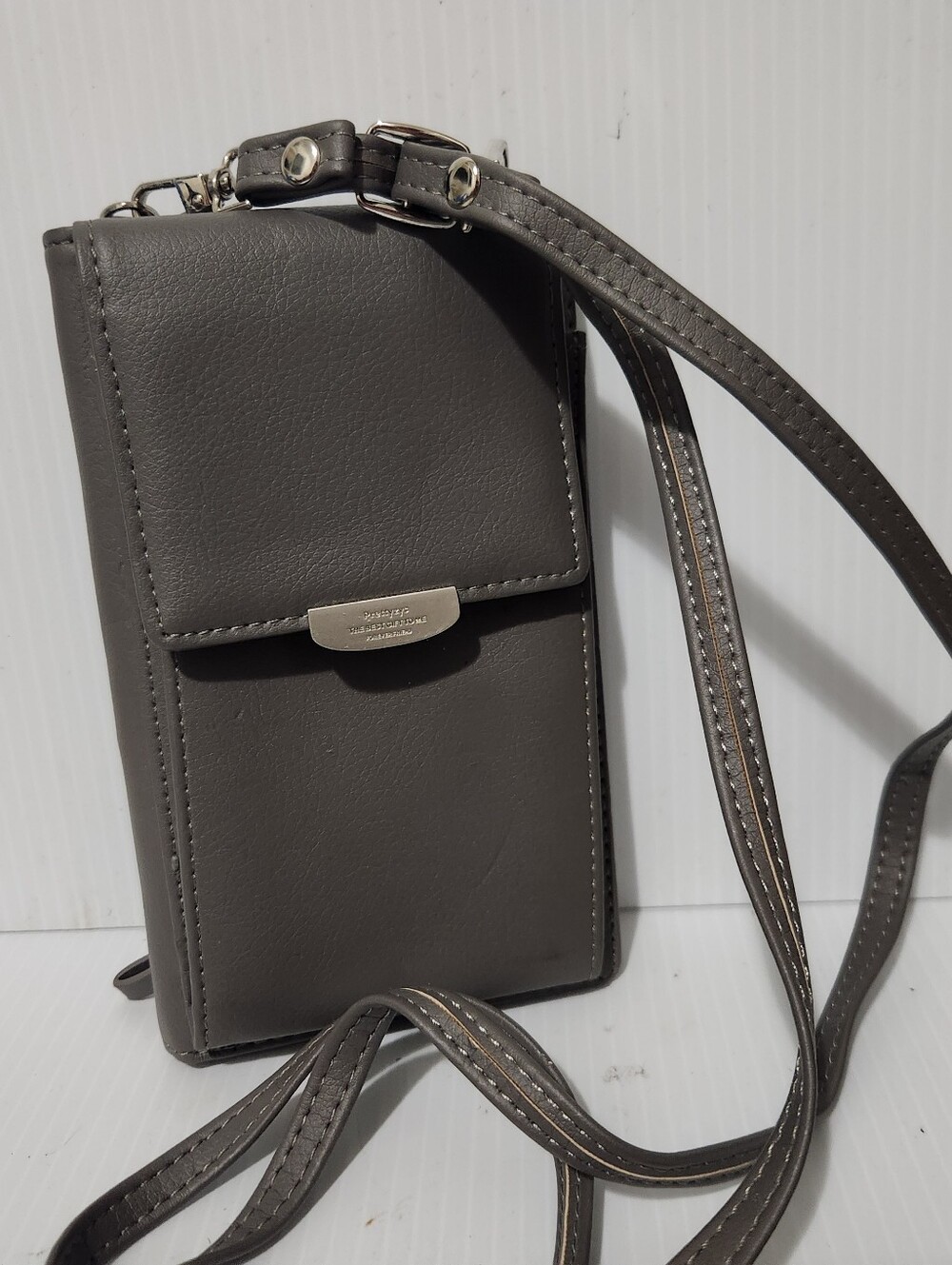 Gray Crossbody Phone Bag Wallet with Strap
